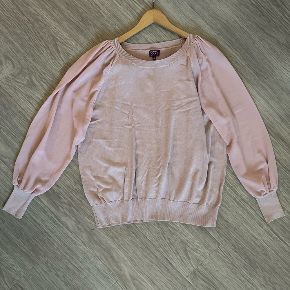 Plus Size Pink Long Sleeve Blouse
